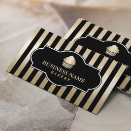 Cupcake Bäckerei Klassische schwarze und goldene S Visitenkarte