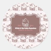 Cupcake Bäckerei Koch Catering Business Label Runder Aufkleber (Vorderseite)