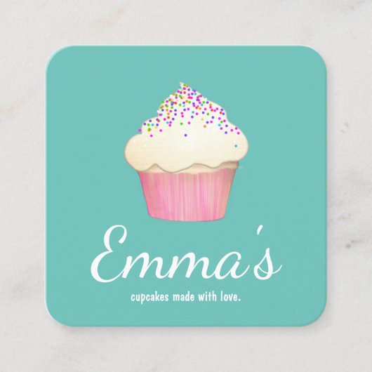 Cupcake Bäckerei Koch Catering Quadratische Visitenkarte (Vorderseite)