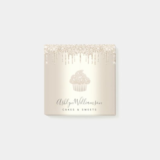 Cupcake Bäckerei Koch Champagne Glitzer Tropfen Post-it Klebezettel (Vorderseite)