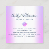 Cupcake Bäckerei Koch Chic Glitzer Tropfen Lila Bl Quadratische Visitenkarte (Rückseite)