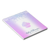 Cupcake Bäckerei Koch Lila Blue Glitzer Tropfen Ch Notizblock (angewinkelt)