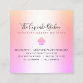 Cupcake Bäckerei Koch Rosa Rainbow Rose Glitzer Tr Quadratische Visitenkarte (Rückseite)