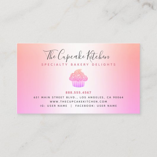 Cupcake Bäckerei Koch Rose Gold Glitzer Rosa Regen Treuekarte (Rückseite)