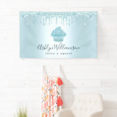 Cupcake Bäckerei Koch Türkis Glitzer Tropfen Banner (Insitu)