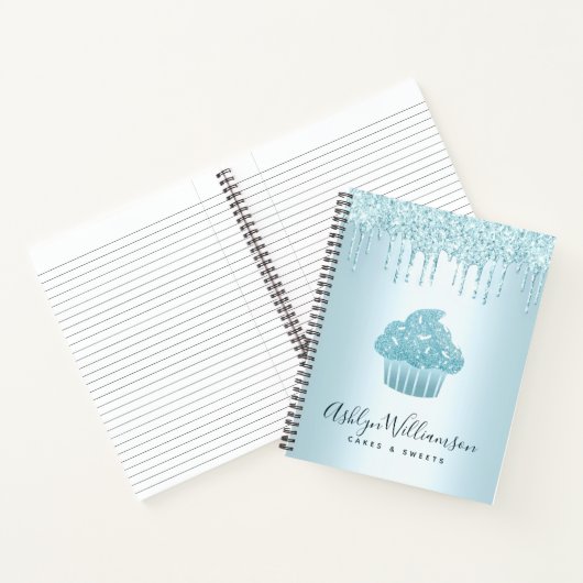 Cupcake Bäckerei Koch Türkis Glitzer Tropfen Notizblock (Innenseite)
