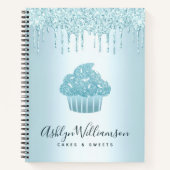 Cupcake Bäckerei Koch Türkis Glitzer Tropfen Notizblock (Vorderseite)