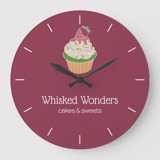 Cupcake-Bäckerei Konditor Große Wanduhr (Vorderseite)