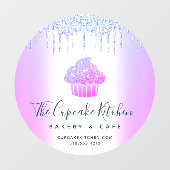 Cupcake Bäckerei Konditorei Café Lila Glitzer Trop Fensteraufkleber (Blatt)