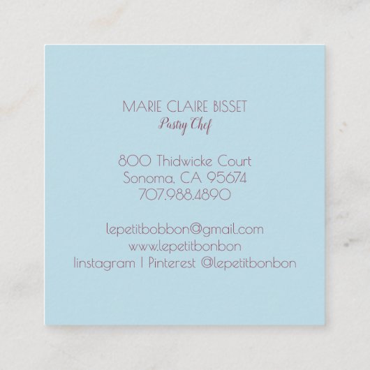 Cupcake Bäckerei Konditorei Koch Catering Quadratische Visitenkarte (Rückseite)