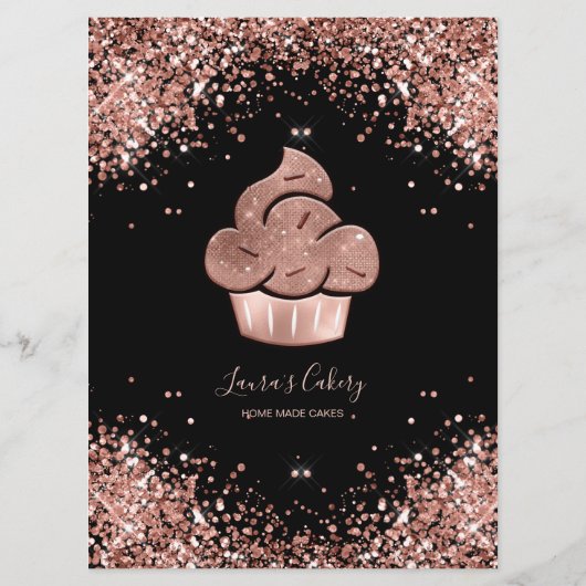 Cupcake Bäckerei Konditorei Koch Glitzer Tropfen R Menükarte (Rückseite)