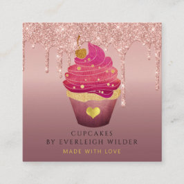 Cupcake Bäckerei Konditorei Koch Glitzer Tropfen R Quadratische Visitenkarte