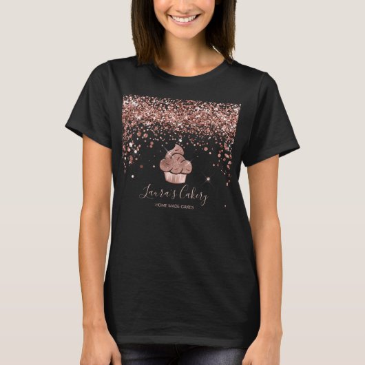 Cupcake Bäckerei Konditorei Koch Glitzer Tropfen R T-Shirt (Vorderseite)