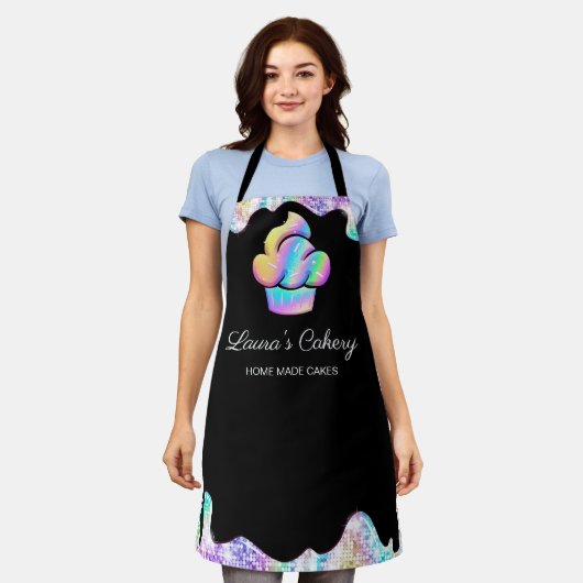 Cupcake Bäckerei Konditorei Koch Holographic Tropf Schürze (Getragen)