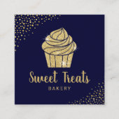 Cupcake Bäckerei Konditorei Koch Moderne Navy & Go Quadratische Visitenkarte (Vorderseite)