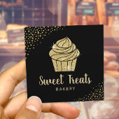 Cupcake Bäckerei Konditorei Koch Modernes Black &  Quadratische Visitenkarte