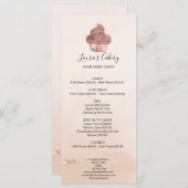 Cupcake Bäckerei Konditorei Koch Rosa Rose Gold Menükarte (Vorne/Hinten)