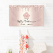 Cupcake Bäckerei Konditorei Koch Rose Gold Glitzer Banner (Insitu)