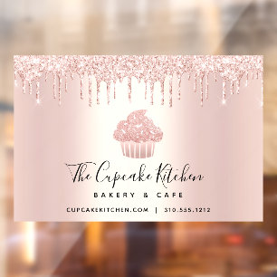 Cupcake Bäckerei Konditorei Koch Rose Gold Glitzer Fensteraufkleber