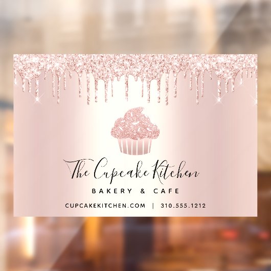 Cupcake Bäckerei Konditorei Koch Rose Gold Glitzer Fensteraufkleber (Blatt 2)