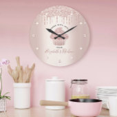 Cupcake Bäckerei Konditorei Koch Rose Gold Glitzer Große Wanduhr