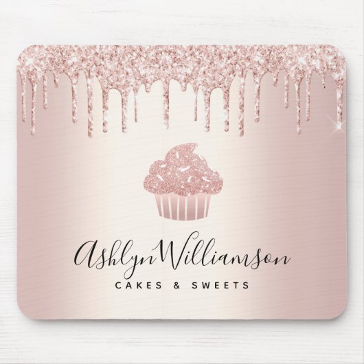 Cupcake Bäckerei Konditorei Koch Rose Gold Glitzer Mousepad (Vorne)