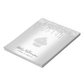 Cupcake Bäckerei Konditorei Koch Silver Glitzer Tr Notizblock (Rotiert)