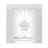 Cupcake Bäckerei Konditorei Koch Silver Glitzer Tr Notizblock (Vorderseite)