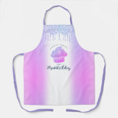 Cupcake Bäckerei Lila Blue Glitzer Tropfen Typogra Schürze (Vorderseite)