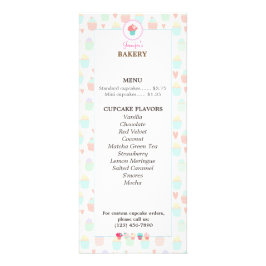 Cupcake Bäckerei Menü Rack Card PASTEL KAWAII