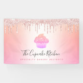 Cupcake Bäckerei Pink Rose Glitzer Rainbow Ombre Banner (Horizontal)