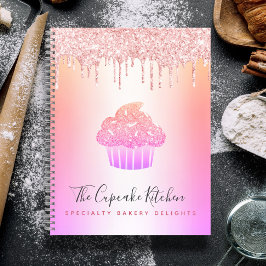 Cupcake Bäckerei Pink Rose Glitzer Rainbow Ombre Notizblock