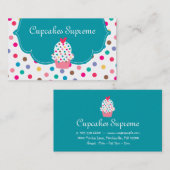 Cupcake Bäckerei Polka Dots Blue Heart Visitenkarte (Vorne/Hinten)