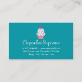 Cupcake Bäckerei Polka Dots Blue Heart Visitenkarte (Rückseite)