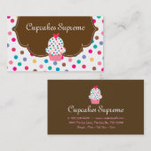 Cupcake Bäckerei Polka Dots Brown Herz Visitenkarte (Vorne/Hinten)