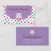 Cupcake Bäckerei Polka Dots Lila Herz 2 Visitenkarte (Vorne/Hinten)