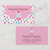 Cupcake Bäckerei Polka Dots Pink Herz Visitenkarte (Vorne/Hinten)