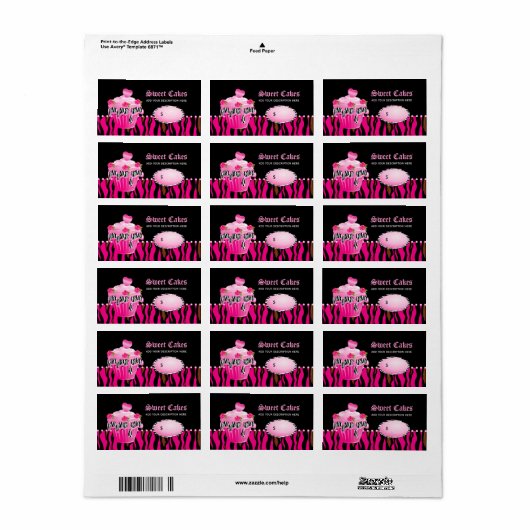 Cupcake Bäckerei Preis Etikett Tiger Rose rosa sch Adressaufkleber (Vorne)