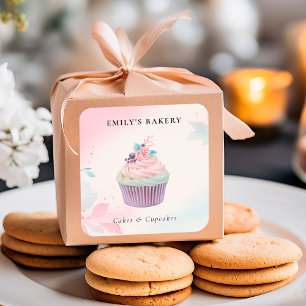 Cupcake Bäckerei Quadratischer Aufkleber