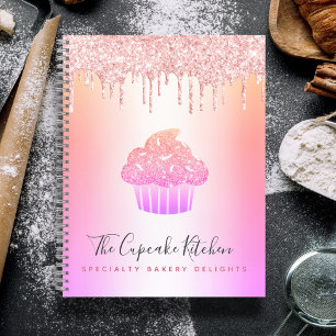 Cupcake Bäckerei Rosa Rose Glitter Regenbogen Ombr Notizblock