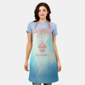 Cupcake Bäckerei Rose Gold Tropfen Blau Schürze (Getragen)