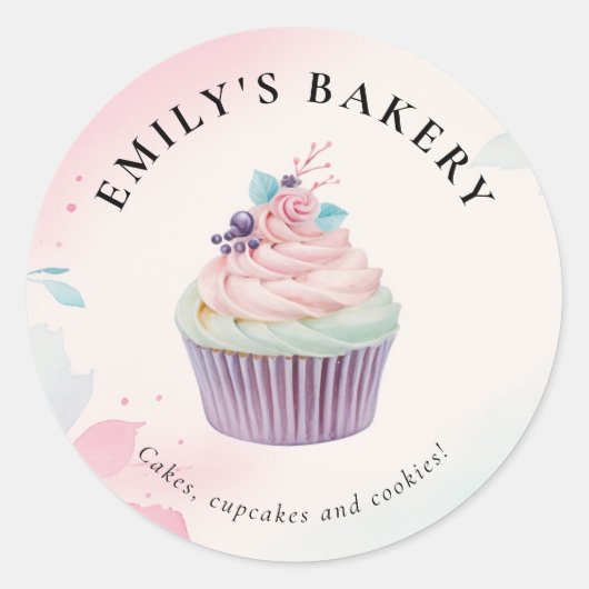 Cupcake Bäckerei Runder Aufkleber (Vorderseite)