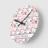 Cupcake Backform Lila Runde Wanduhr (Winkel)