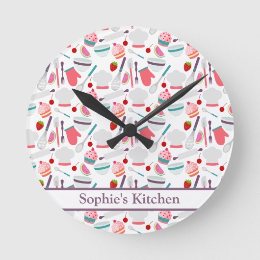 Cupcake Backform Lila Runde Wanduhr (Vorderseite)