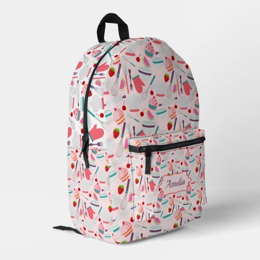 Cupcake Backmuster Pink Lila Bedruckter Rucksack (Rückseitige Ecke links)