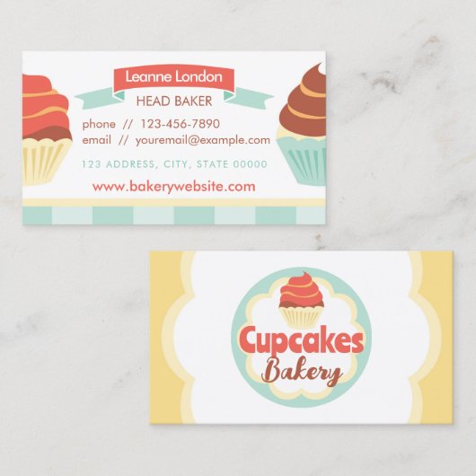 Cupcake Bake Business Card Visitenkarte (Vorne/Hinten)