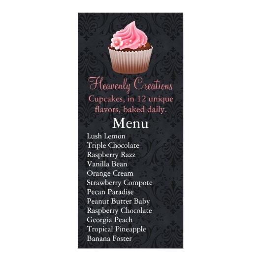 Cupcake Bake Business Menü Rack Card (Vorne)