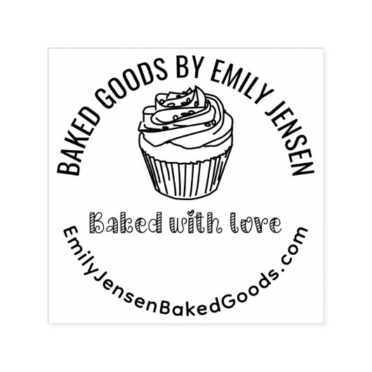 Cupcake Baked mit Liebe Business Name Website #R Permastempel (Design)