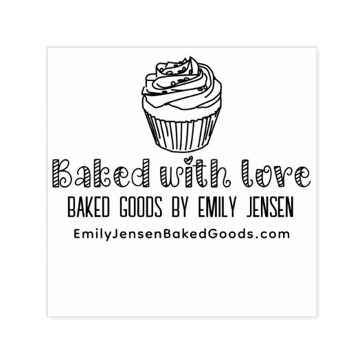Cupcake Baked mit Liebe Business Name Website URL Permastempel (Design)