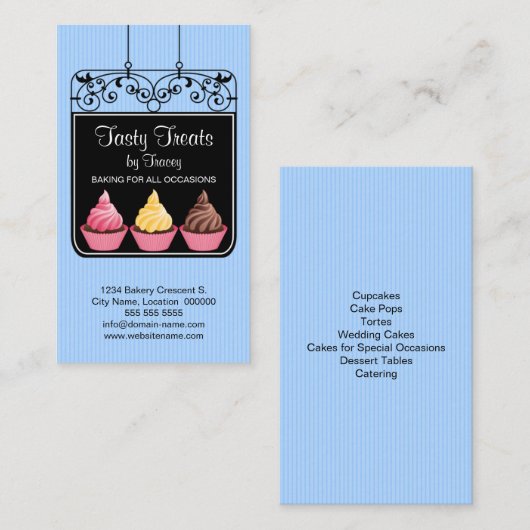 Cupcake Bakeholder-Schild Visitenkarte (Vorne/Hinten)